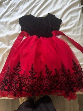 Nannette Red and Black Velvet Bodice Tulle Formal Dress